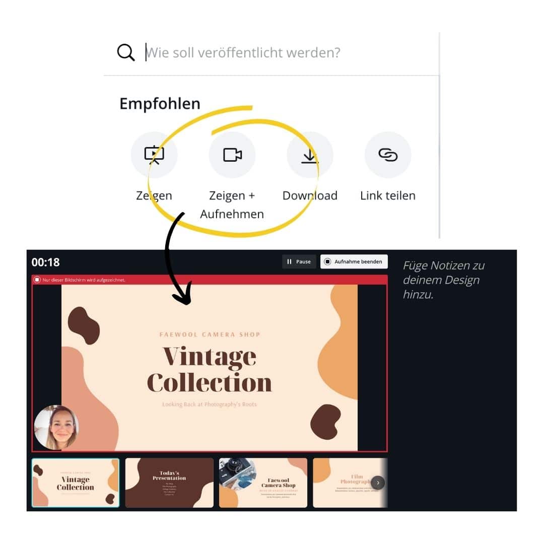 Canva Tipp: Präsentation direkt in Canva aufnehmen