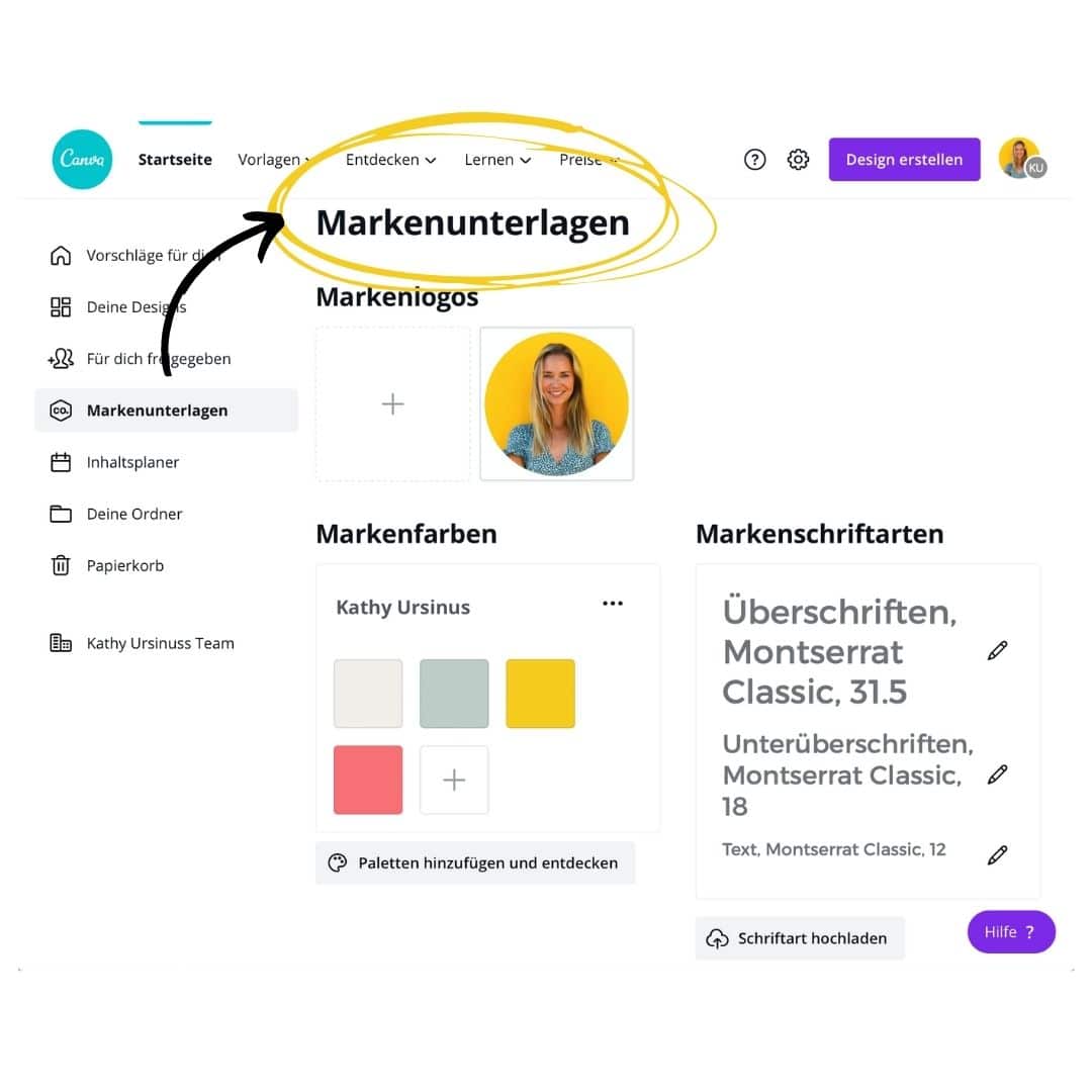 Markenunterlagen in Canva hinterlegen