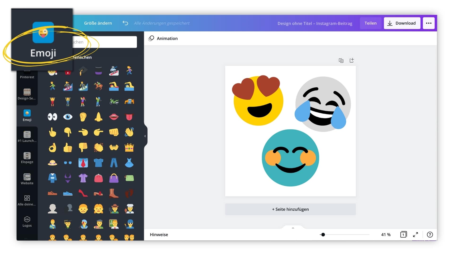 Canva Emojis in Brandingfarben